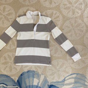 J. Crew GREY Striped Rugby Top XSmall New